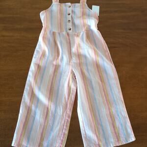 Oshkosh  girls wide leg Linen/cotton pant romper size 4T NEW W Tags